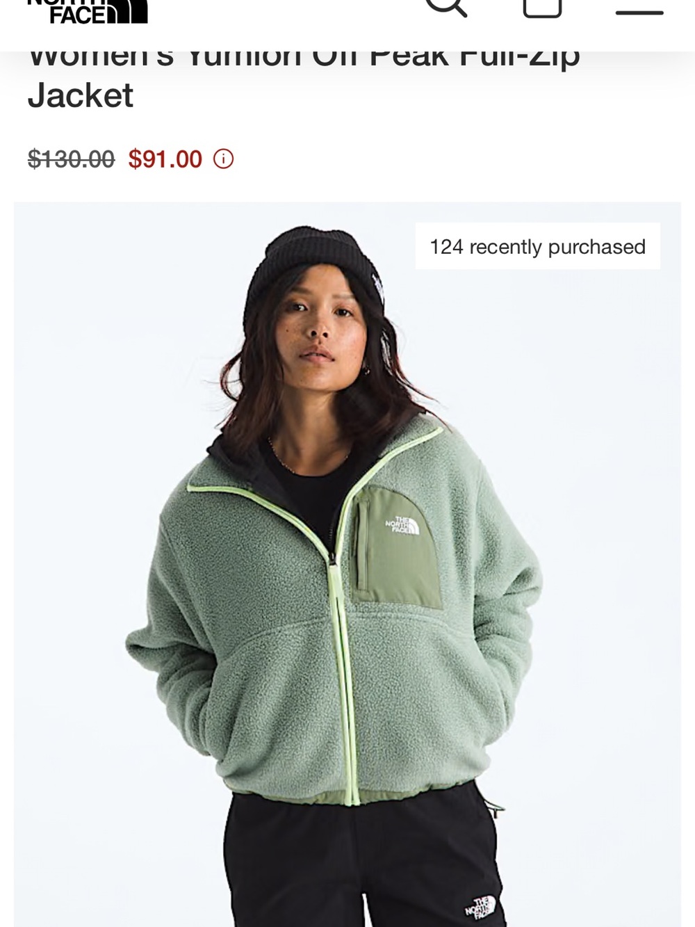 The North Face Women's Teddy Fleece Jacket in Sage Green with Lime Trim